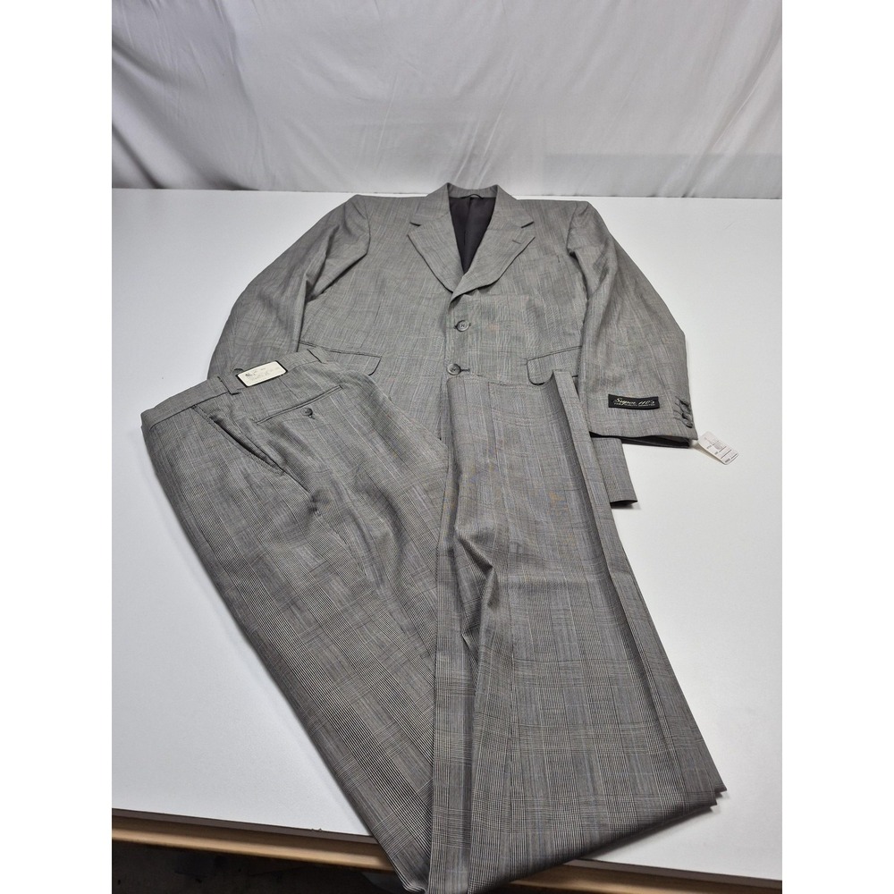 Fioravanti Suit Mens 42 Long Gray Wool Check Super 110s 2 Piece 36x37 USA NWT